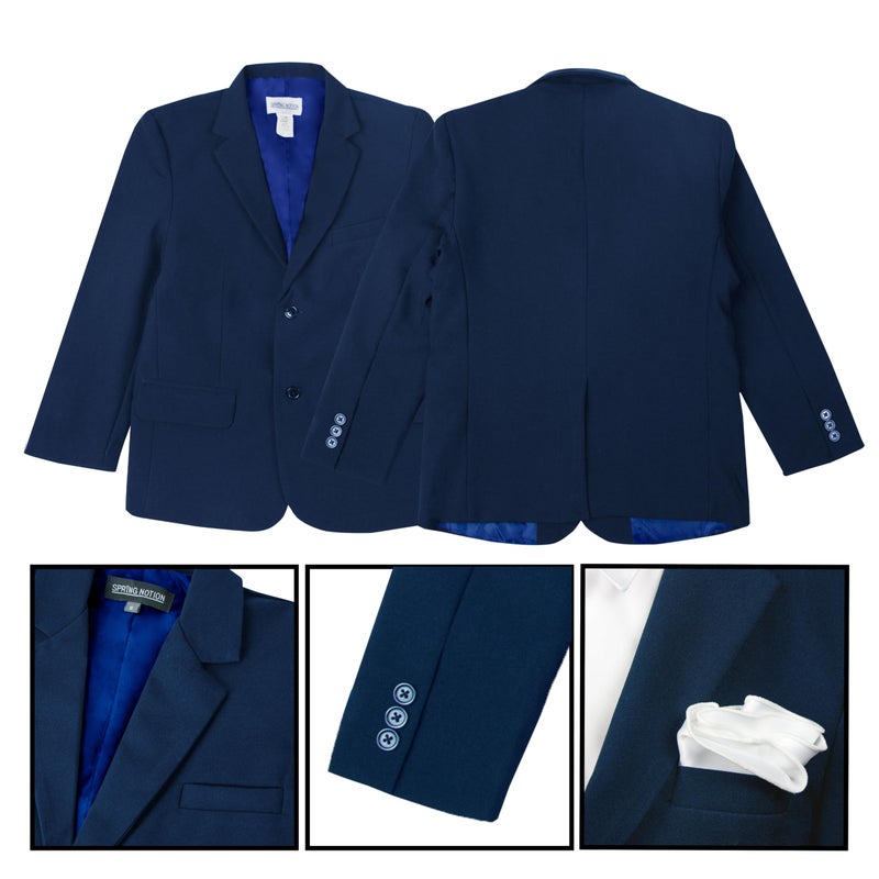 Spring Notion Big Boys' Modern Fit Blue Suit Set 07 - Image 5